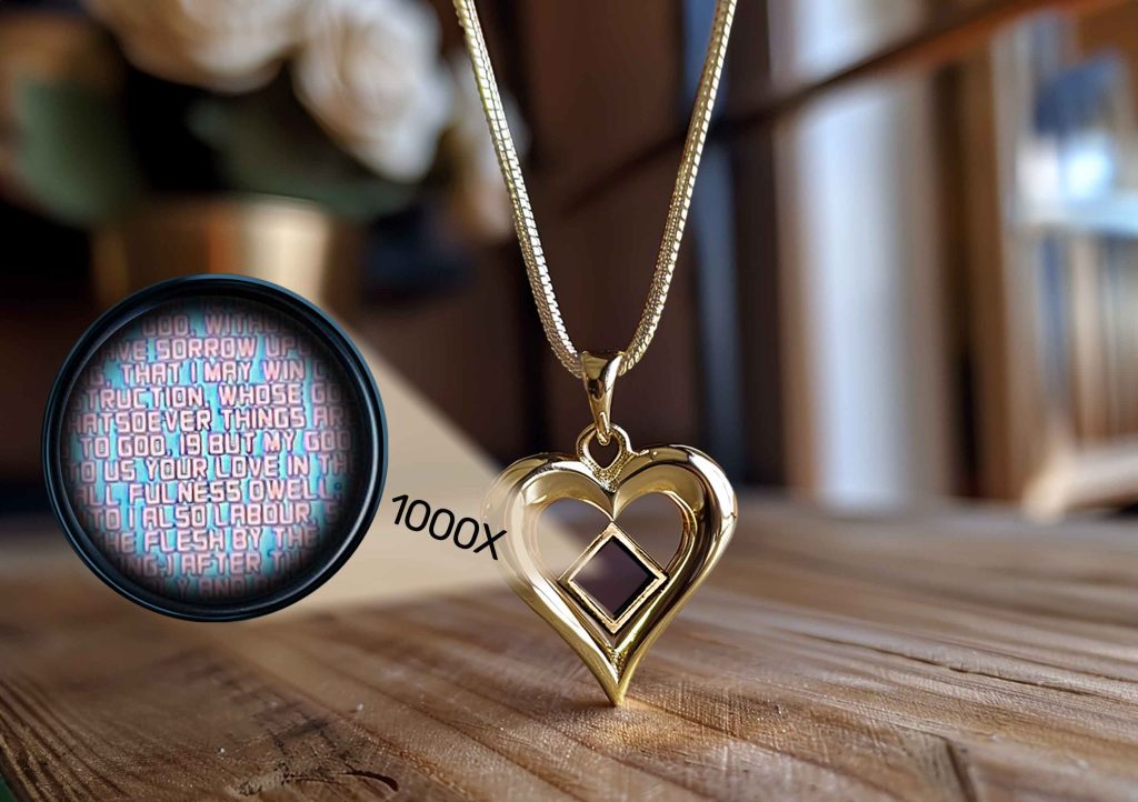 Bible Pendant Necklace Flower Design with Complete Bible Inside Gold and Silver My Nano Jewelry